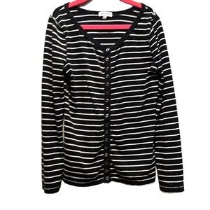 Splendid Girl’s Striped Snap Up Black and White Cardigan Size 7-8